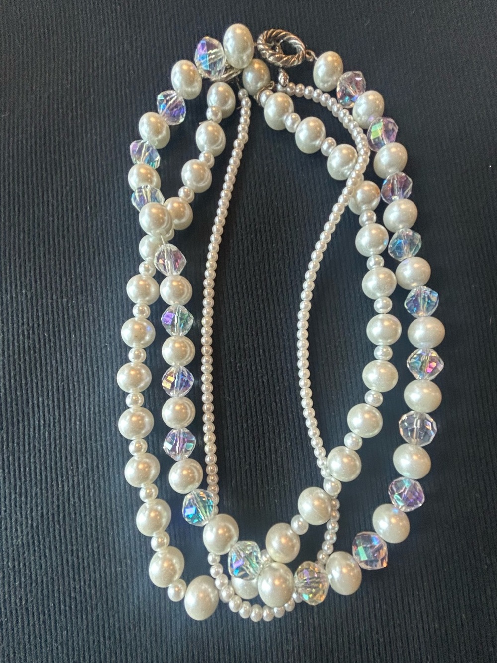 Handmade Multi-Strand Pearl Crystal Necklace